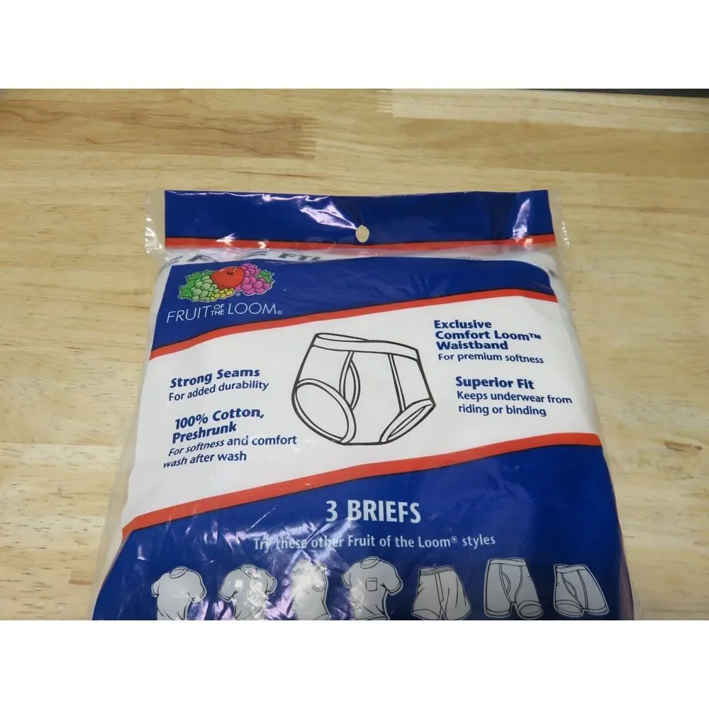 Vintage 2001 Fruit Of The Loom Briefs 3‎ Pack XL 42-44 Cotton New In Pack